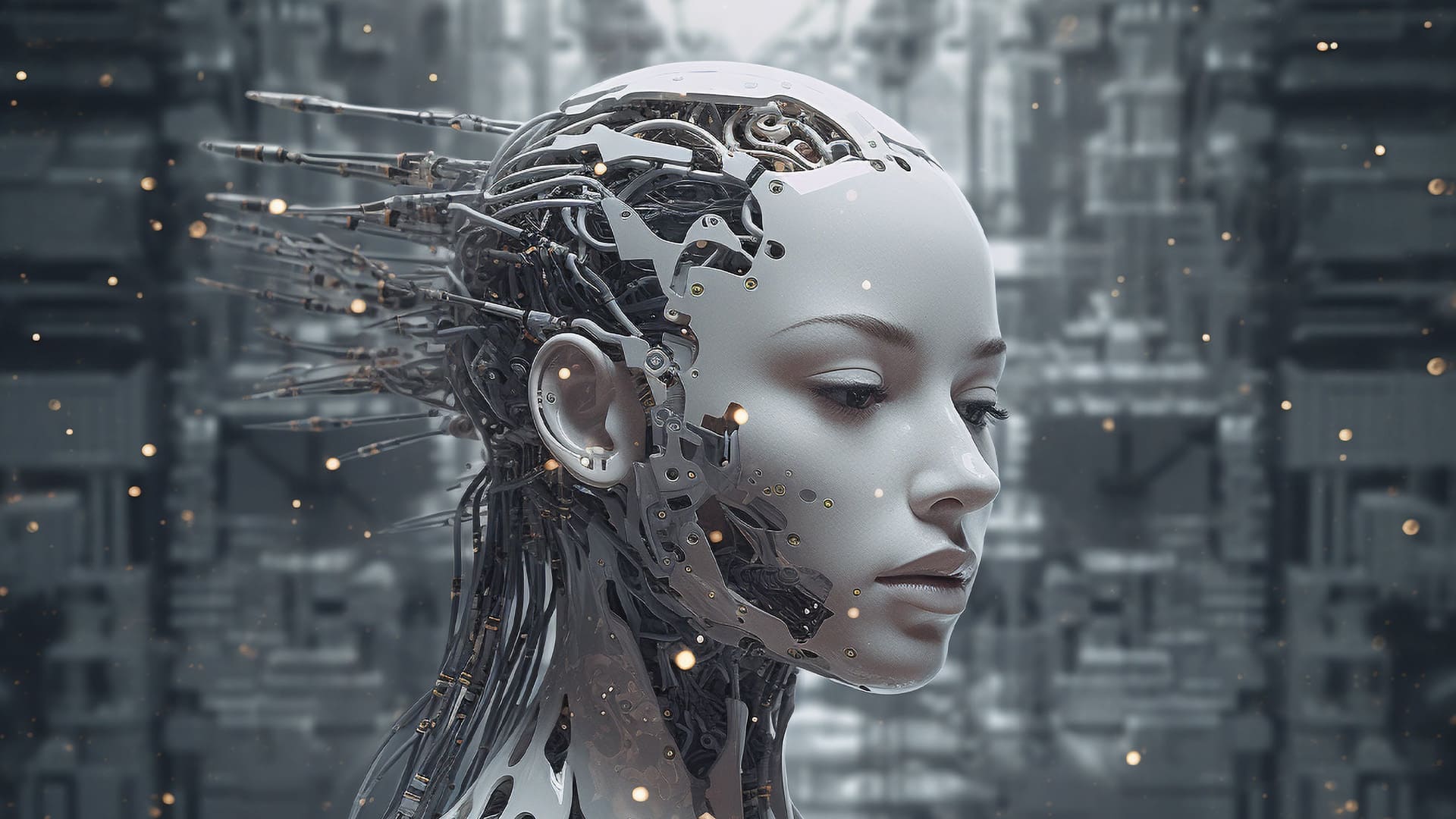 Visage de robot humanoïde illustrant la question du libre arbitre et de la prise de décision