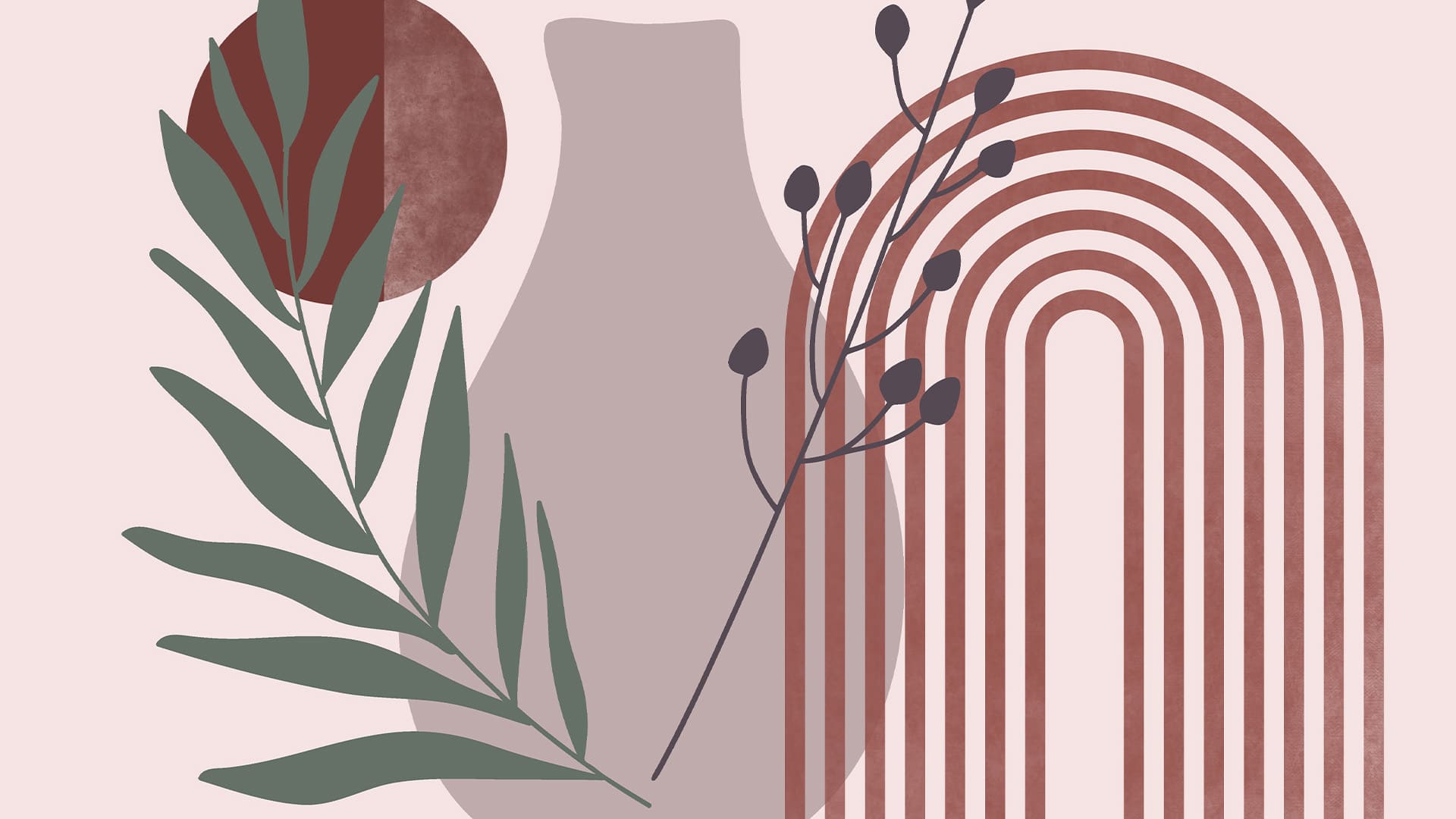 Illustration abstraite et végétale évoquant le calme et la maîtrise des impulsions