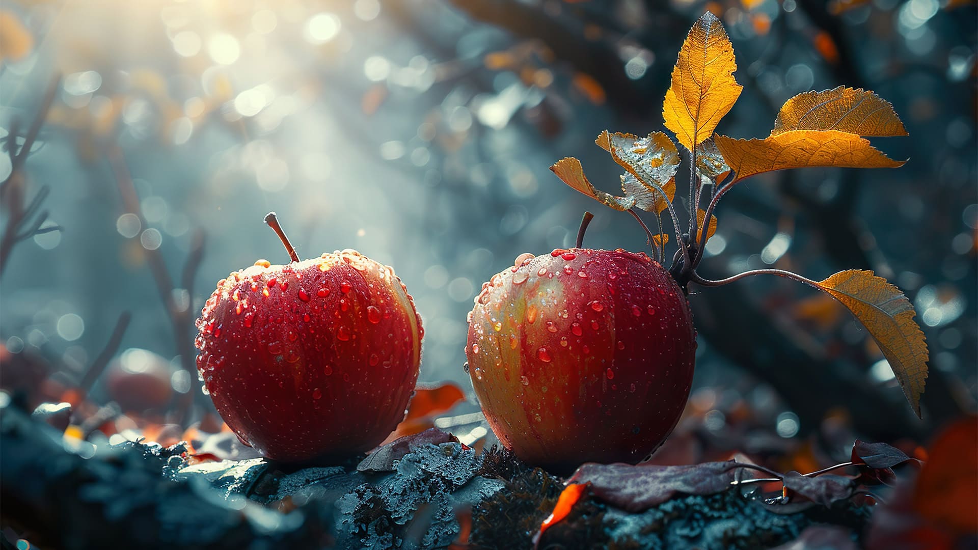 Deux pommes rouges illustrant une méditation guidée sur la faim et l’écoute des sensations corporelles